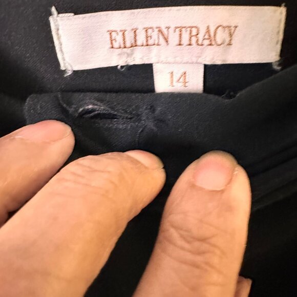 Ellen Tracy Size 14 Midi Unlined Straight Skirt 15" Back Vent & Front Zipper Blk - Picture 9 of 11